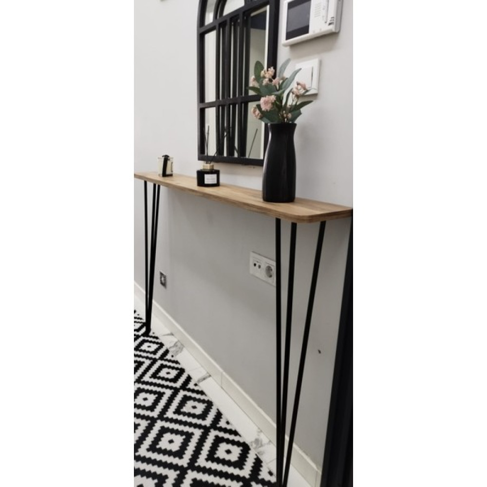 Pinhal Home Dresuar 120CM Siyah Ayak Oval Kenar - Atlantik Çam Dresuar / Makyaj Masası Fiyatı