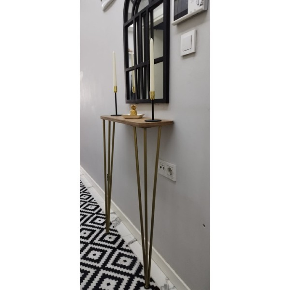Pinhal Home Dresuar 60CM Oval Kenar Gold Ayaklı - Atlantik Çam Dresuar / Makyaj Masası Fiyatı