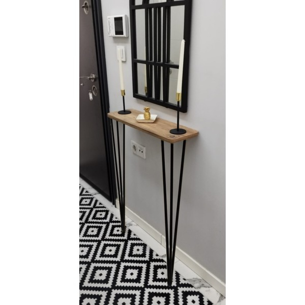 Pinhal Home Dresuar Oval Kenar 60CM Siyah Ayaklı - Atlantik Çam Dresuar / Makyaj Masası Fiyatı
