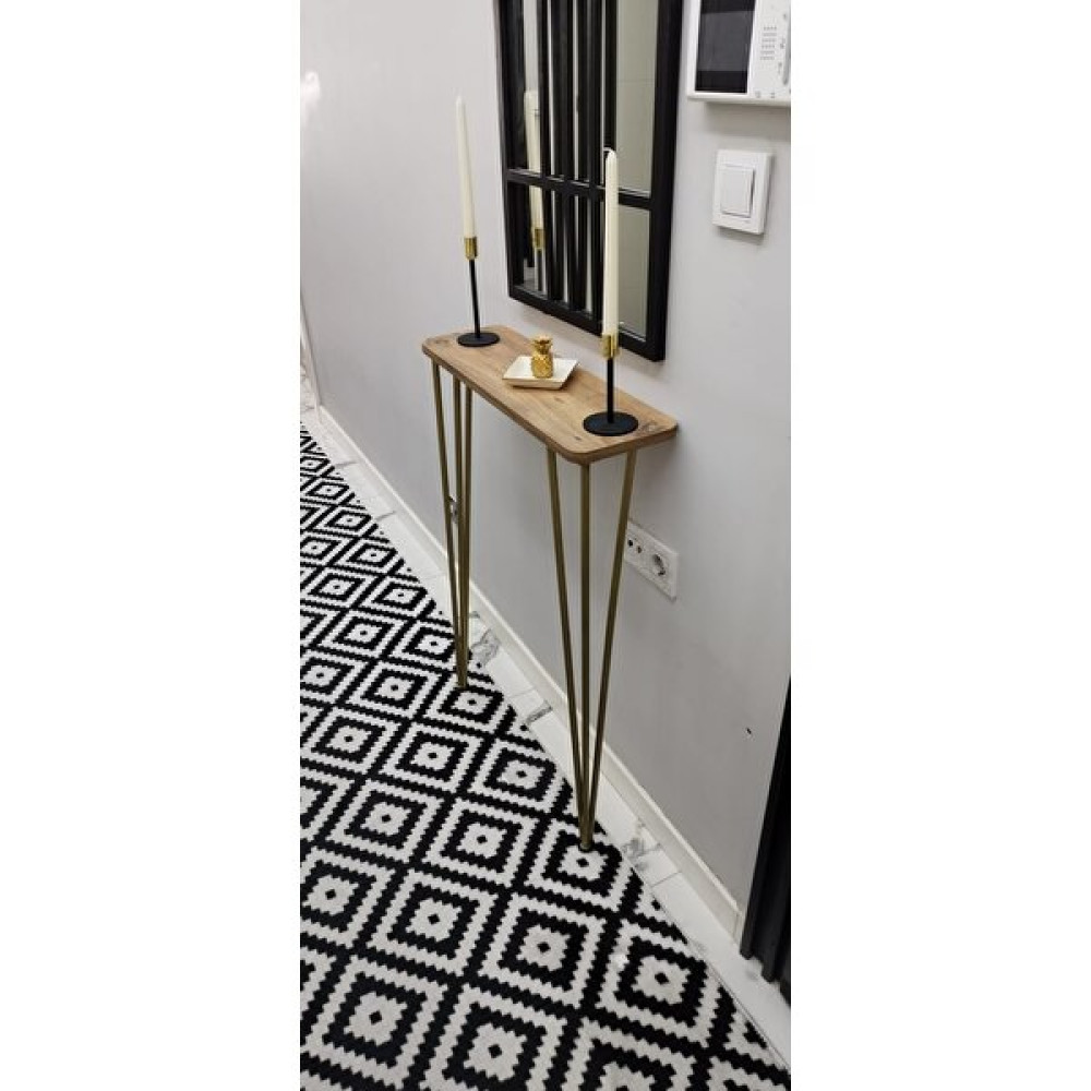 Pinhal Home Dresuar Oval Kenar 80 cm Gold Ayak - Atlantik Çam Dresuar / Makyaj Masası Fiyatı
