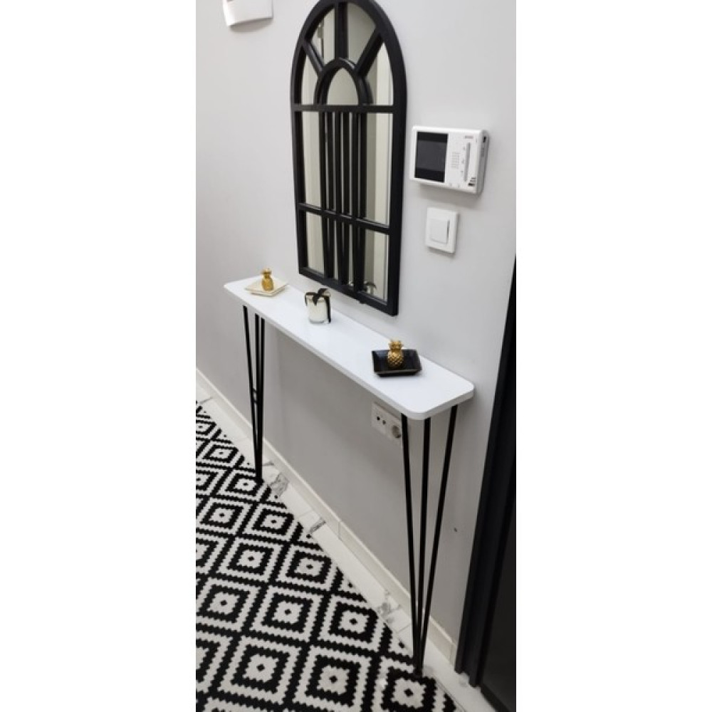 Pinhal Home Oval Kenar Dresuar Beyaz 100CM Siyah Ayak Dresuar / Makyaj Masası Fiyatı