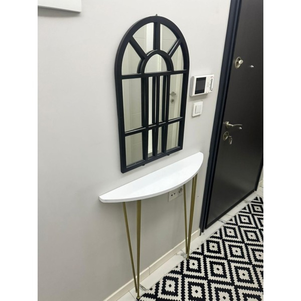 Pinhal Home Oval Kenar Dresuar Beyaz 80CM Gold Ayak Dresuar / Makyaj Masası Fiyatı