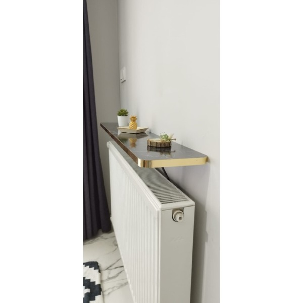 Pinhal Home Siyah Mermer Gold Petek Üstü 100 cm Uçan Raf Dresuar Duvar Rafı Fiyatı