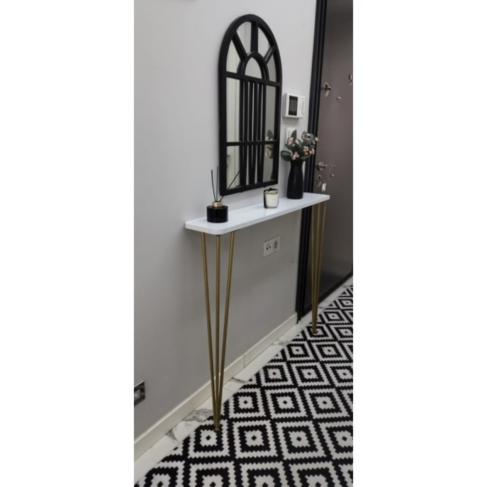 Pinhalhome Dresuar Oval Kenar 120 cm Gold Ayak - Atlantik Çam Dresuar / Makyaj Masası Fiyatı