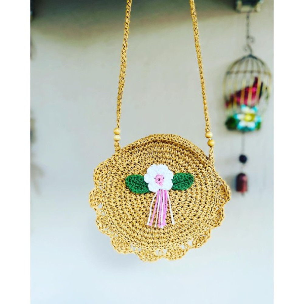 Pink Bag Handmade Hasır Örgü Papatyalı Çocuk Çanta Unisex Çanta & Cüzdan ve Seyahat Çantaları Fiyatı