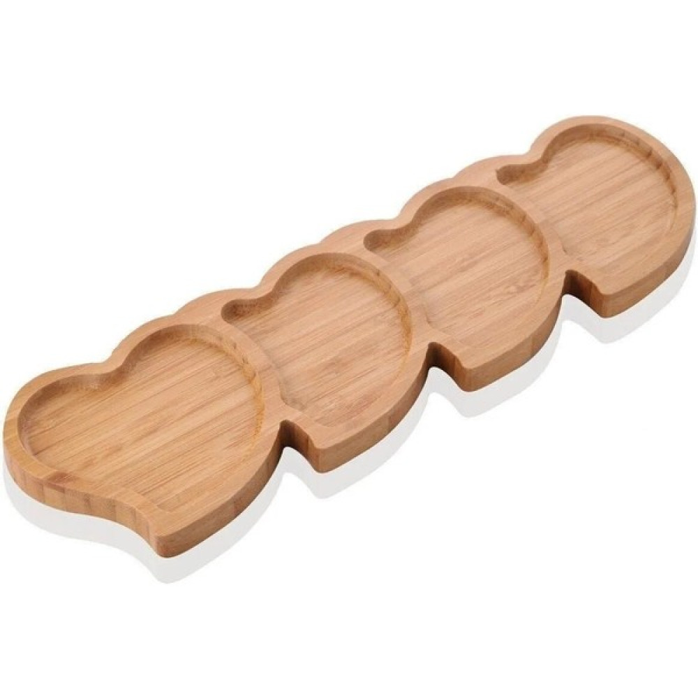 Pink Design Kitchen Ahşap Sunum Tahtası 33X10,5X1,8CM 4 Bölmeli Kalp Kesme Tahtaları / Kesim Tablaları Fiyatı