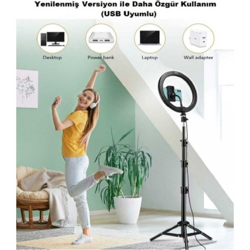 Pink İthalat Youtuber LED Işıklı Tripod Selfie Makyaj Işığı Sürekli Ring Light 10 Inç Halka Oto Boyaları Fiyatı