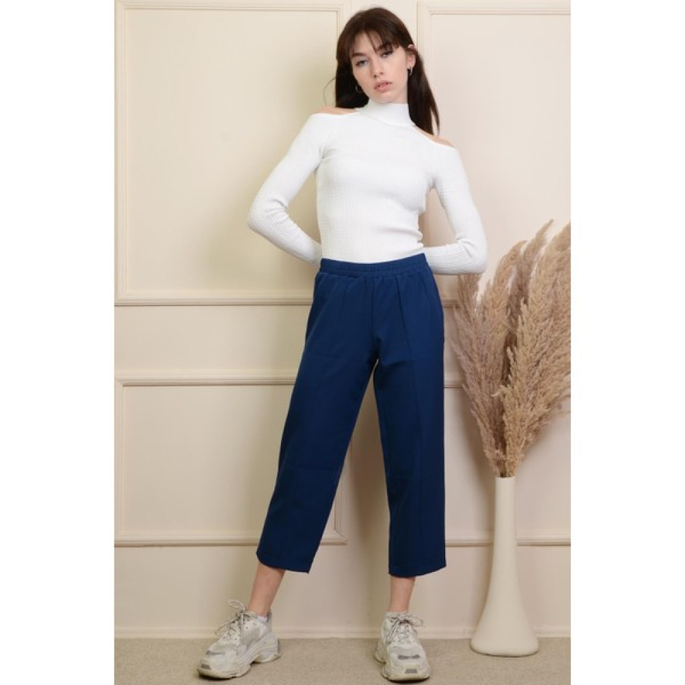 Pink Mark Pınkmark Kadın Lacivert Beli Lastikli Rahat Kesim Pantolon PMPT25541 Kadın Pantolon Fiyatı