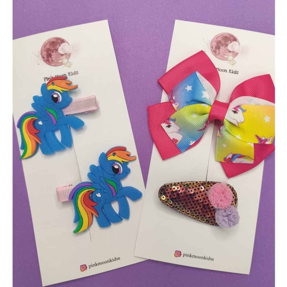 Pink Moon Butik Pink Moon Kids - Yaz Konsepti Klipsli Bebek Çocuk Toka Seti - Standart - Renkli Toka, Taç & Saç Bandı Fiyatı