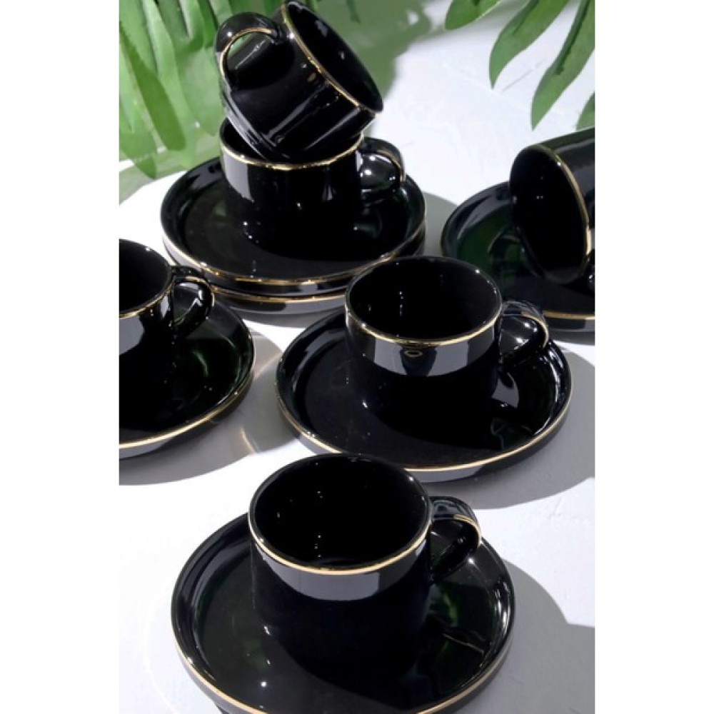 Pink & More Modern Premium Porselen 12 Parça 6 Kişilik Nescafe Fincan Takımı Siyah Fincan / Bardak / Kahve Takımı Fiyatı