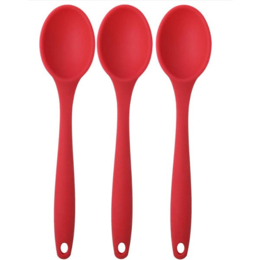 Pink Rose Bybirgül Büyük Boy Silikon 3lü Kaşık Set - Kırmızı Çatal / Kaşık / Bıçak Takımları Fiyatı