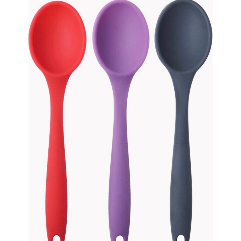 Pink Rose Bybirgül Büyük Boy Yanmaz Yapışmaz Silikon 3lü Spatula Kaşık Set Antrasit ,kırmızı,lila Renk 3 Adet - Renkli Diğer Fiyatı