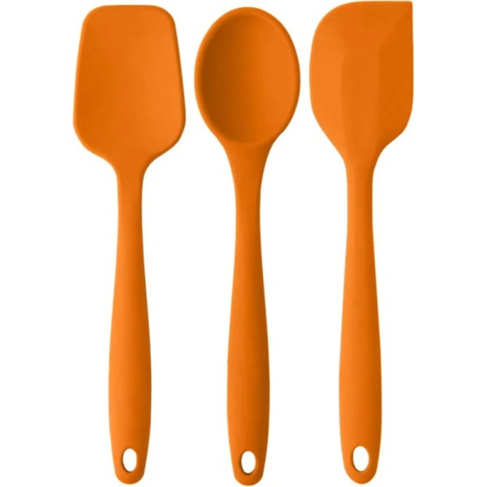 Pink Rose Bybirgül Büyük Boy Yanmaz Yapışmaz Silikon Spatula+Kaşık +Hamur Sıyırıcı Spatula Turuncu (3lü Set) Mutfak Gereçleri Fiyatı