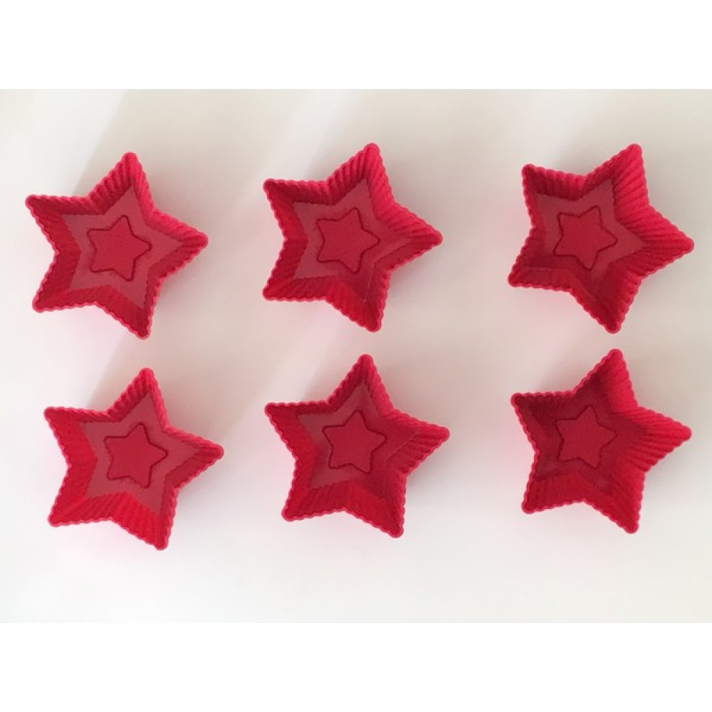 Pink Rose Bybirgül Kırmızı 12LI Silikon Mini Yıldız Kek Kalıbı,muffin Kalıbı,cupcake Kalıbı 12 Adet Kek Kalıpları Fiyatı
