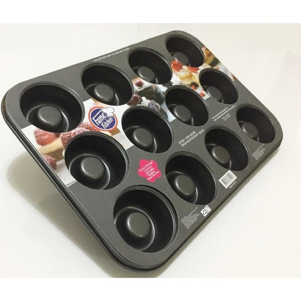 Pinkev 12'li Teflon Kaplama Borulu Muffin Kek Kalıbı Kek Kalıpları Fiyatı