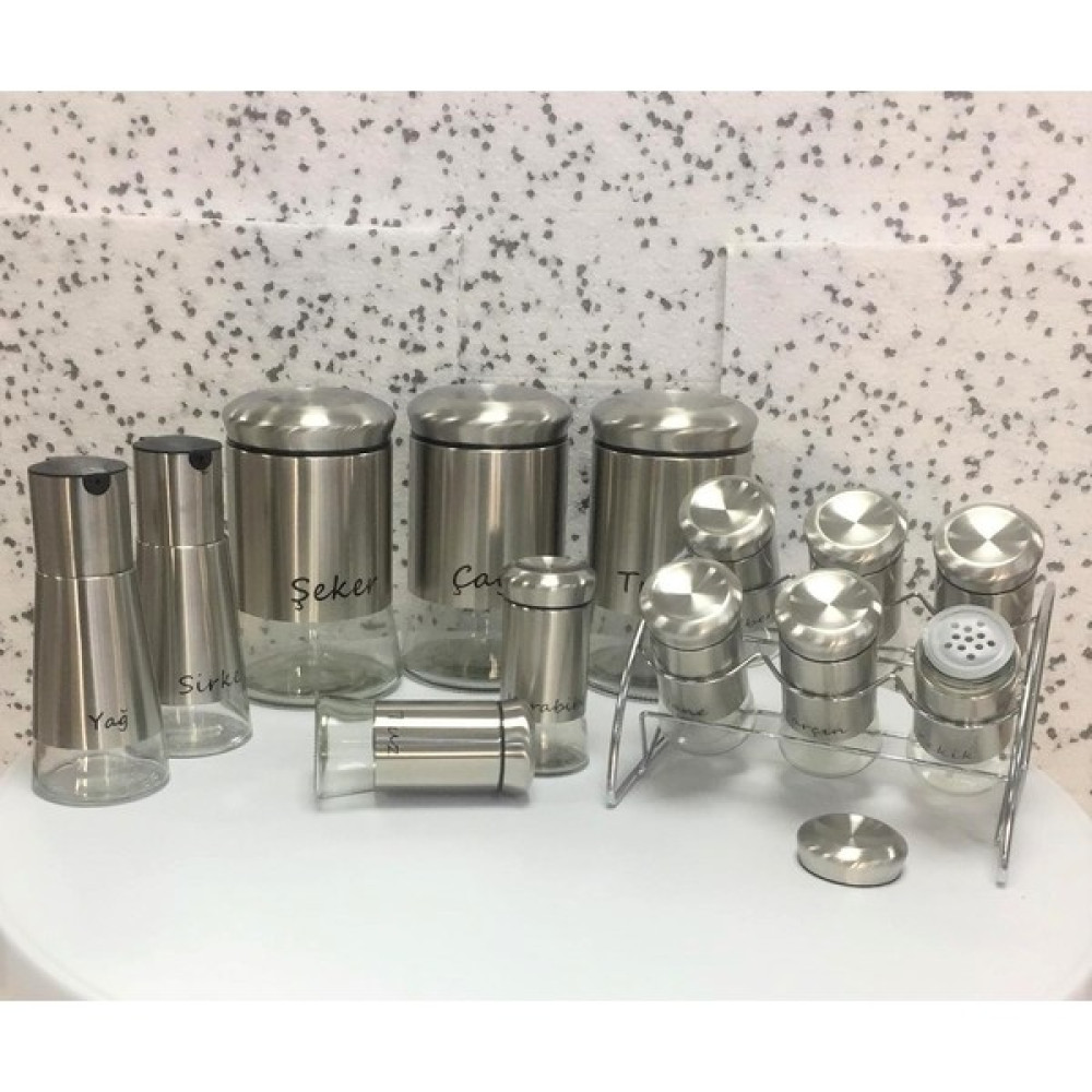 Pinkev 13 Parça Inox Cam Baharatlık Baharat Takımı Seti Baharat Setleri & Baharatlıklar Fiyatı