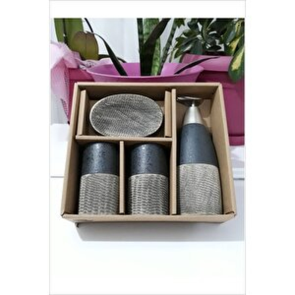 Pinkev 4 Parça Antrasit Seramik Banyo Seti Banyo Aksesuarları Fiyatı