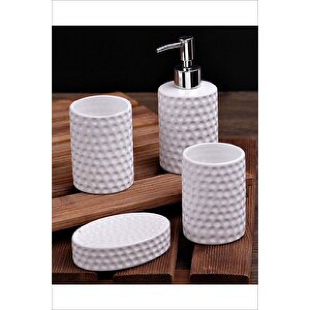 Pinkev 4 Parça Seramik Banyo Seti - Golf Desen Banyo Aksesuarları Fiyatı