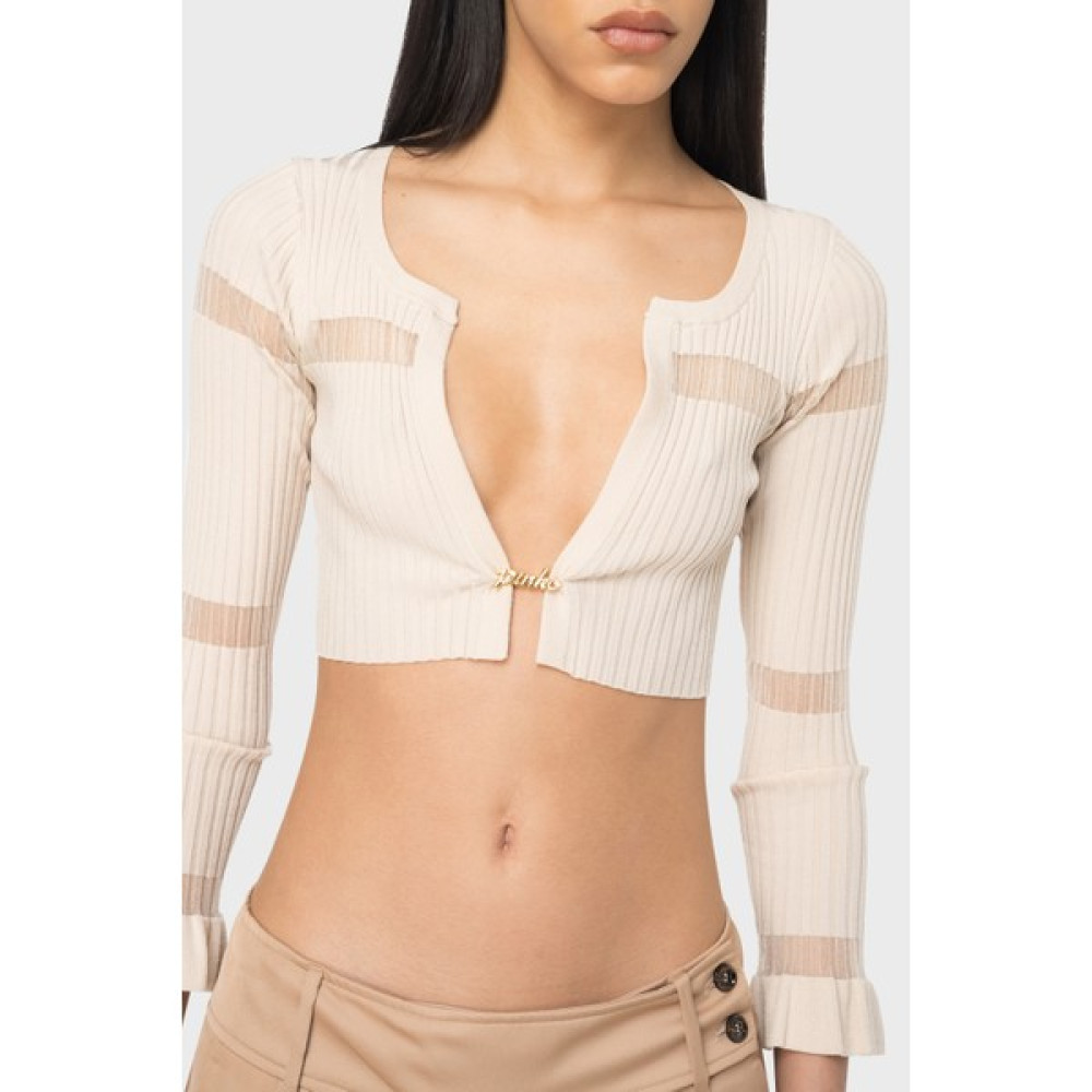 Pinko Slim Fit Transparan Şeritli Crop Hırka Kadın Hırka 102969A1NAD04 Kadın Hırka Fiyatı