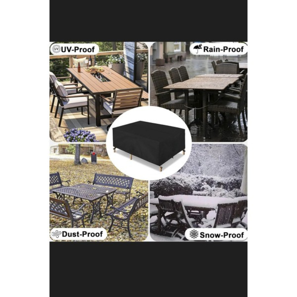 Pinlock Bahçe Mobilya Brandası 200X145X75 cm Masa Sandalye Koruma Örtüsü Kılıf Siyah Su Geçirmez Bahçe Mobilyası Takımı Fiyatı