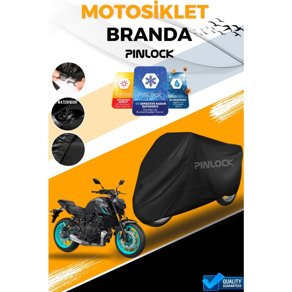 Pinlock Yamaha mt 07 Uyumlu Su Geçirmez Siyah Motosiklet Brandası Miflonlu Kalın Premium Kumaş Clipsli Diğer Fiyatı