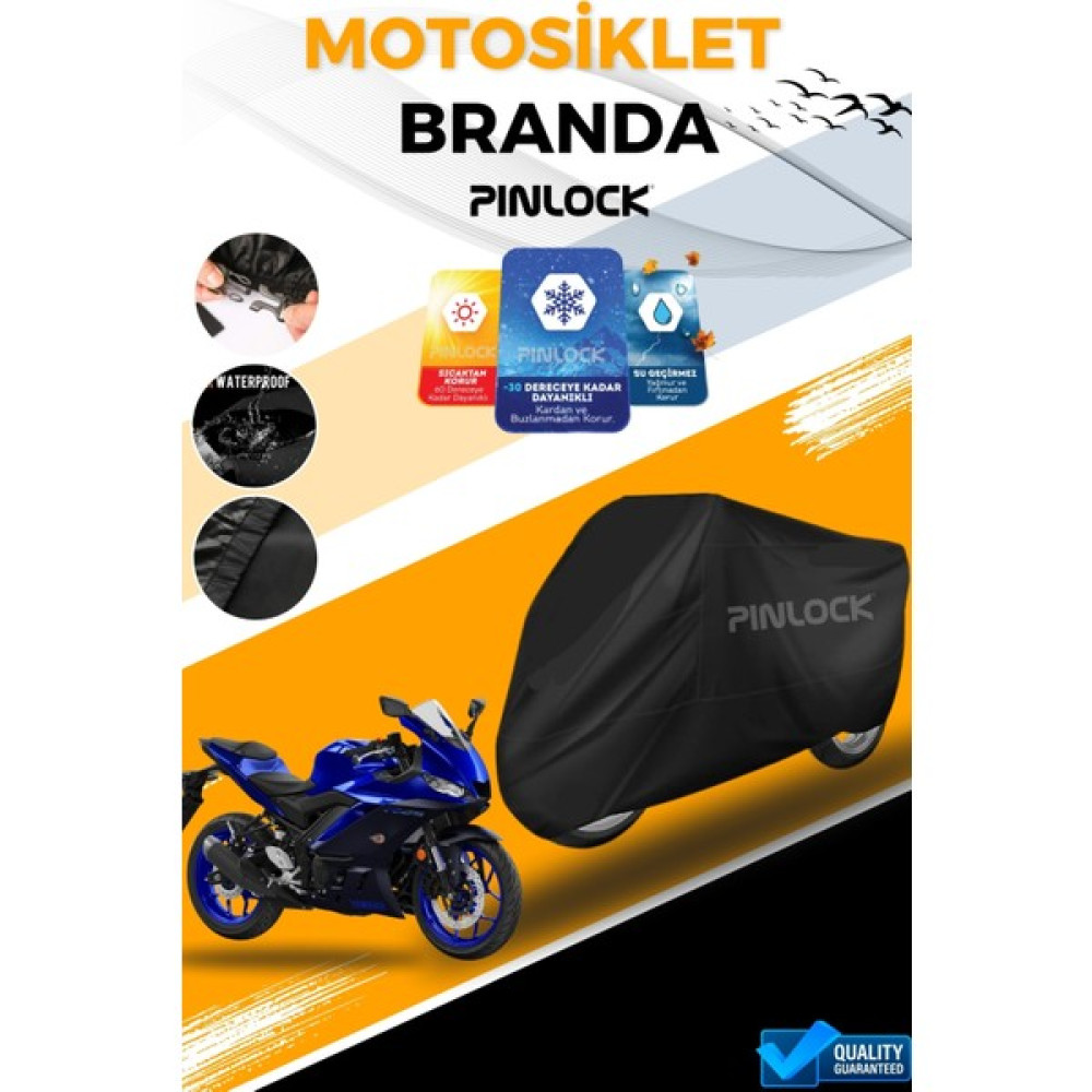 Pinlock Yamaha R25 Su Geçirmez Siyah Motosiklet Brandası Miflonlu Kalın Premium Kumaş Clipsli Motorsiklet Brandaları Fiyatı