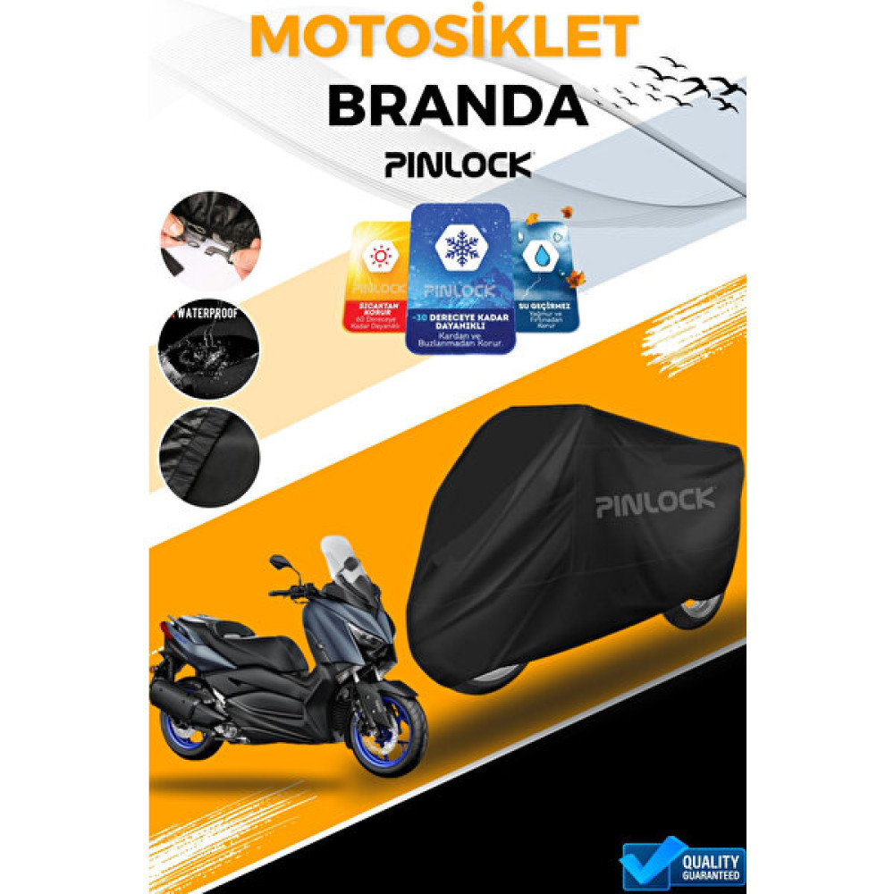 Pinlock Yamaha Xmax Su Geçirmez Siyah Motosiklet Brandası Miflonlu Kalın Premium Kumaş Clipsli Motorsiklet Brandaları Fiyatı