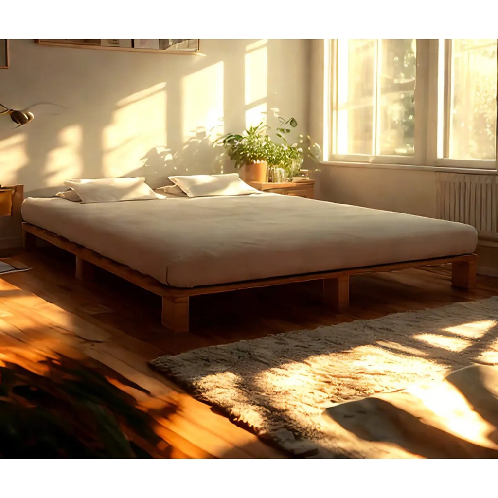 Pinoxi 180CM x 200CM Masif Ahşap Platform Çift Kişilik Karyola Ceviz Renk 180X200 cm - Kahverengi - 180 x 200 cm SSD / Solid State Drive Fiyatı