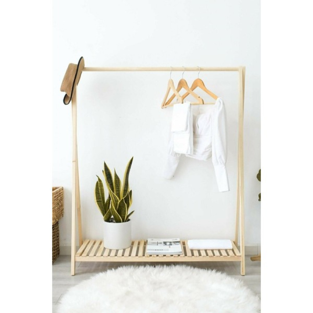 Pinoxi Ahşap Açık Gardırop Ayaklı Askılık 125X106 cm - Kahverengi Vestiyer Fiyatı