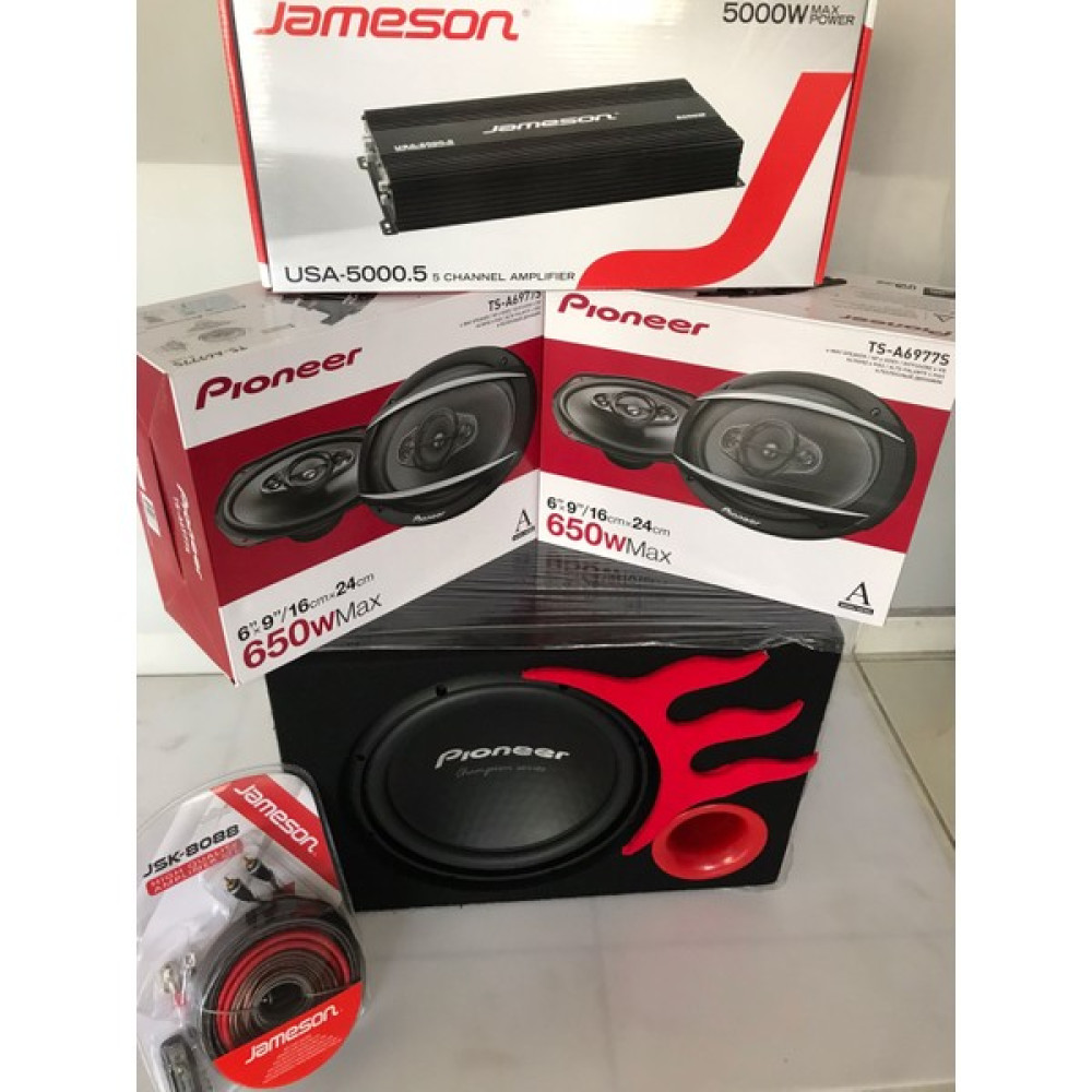 Pioneer Paket Ses Sistemi Tam Takım - Jameson 5 Kanal Anfi -2 Takım Oval Hoparlör -Wofer- Kablo Set Full Oto Hoparlörleri & SubWoofer Fiyatı
