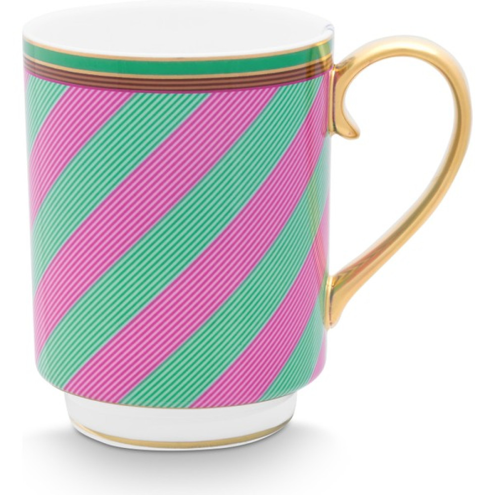 Pip Studio Chique Pembe Yeşil Porselen Kupa 350 ml - Yeşil - Pembe Fincan / Bardak / Kahve Takımı Fiyatı