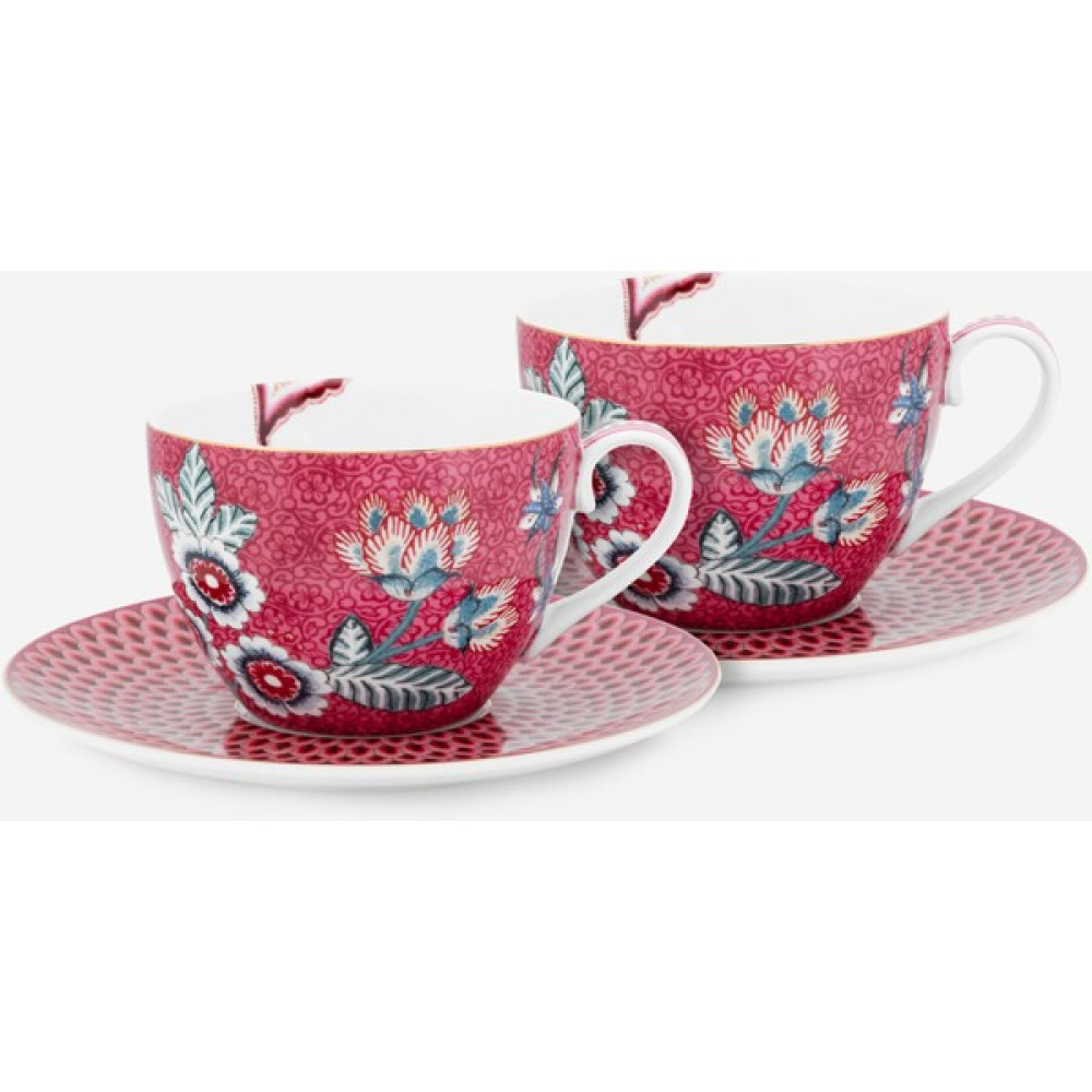 Pip Studio Flower Festival Kırmızı Porselen Çay Fincan Seti 280 ml Fincan / Bardak / Kahve Takımı Fiyatı