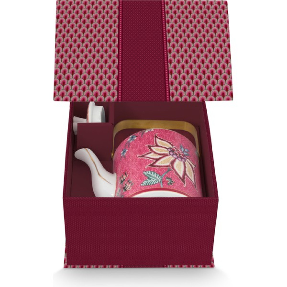 Pip Studio Flower Festival Kırmızı Porselen Demlik 1000 ml Çay / Çaydanlık Setleri Fiyatı