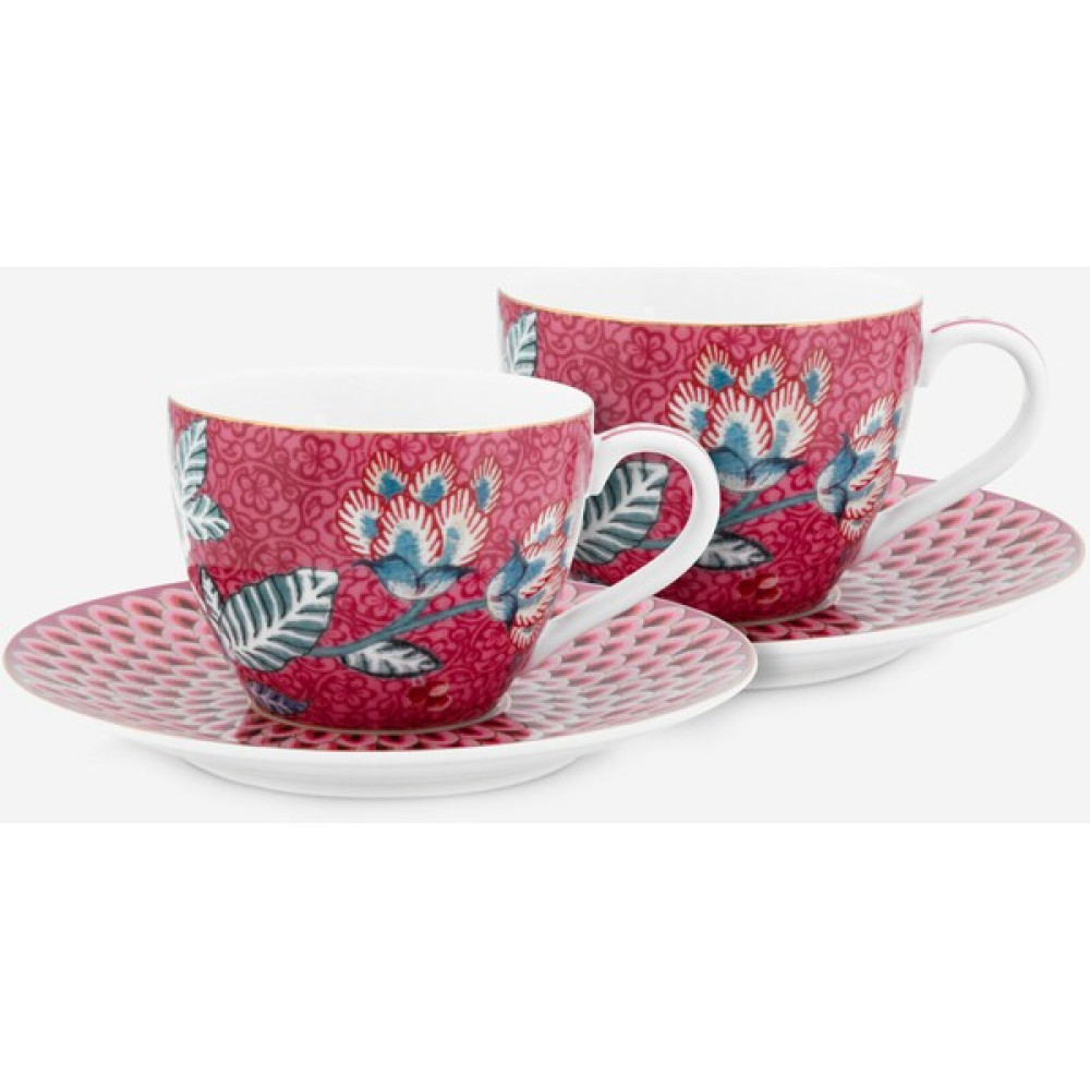 Pip Studio Flower Festival Kırmızı Porselen Kahve Fincan Seti 120 ml Fincan / Bardak / Kahve Takımı Fiyatı
