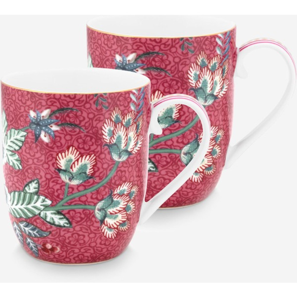 Pip Studio Flower Festival Kırmızı Porselen Kupa Seti 145 ml Fincan / Bardak / Kahve Takımı Fiyatı
