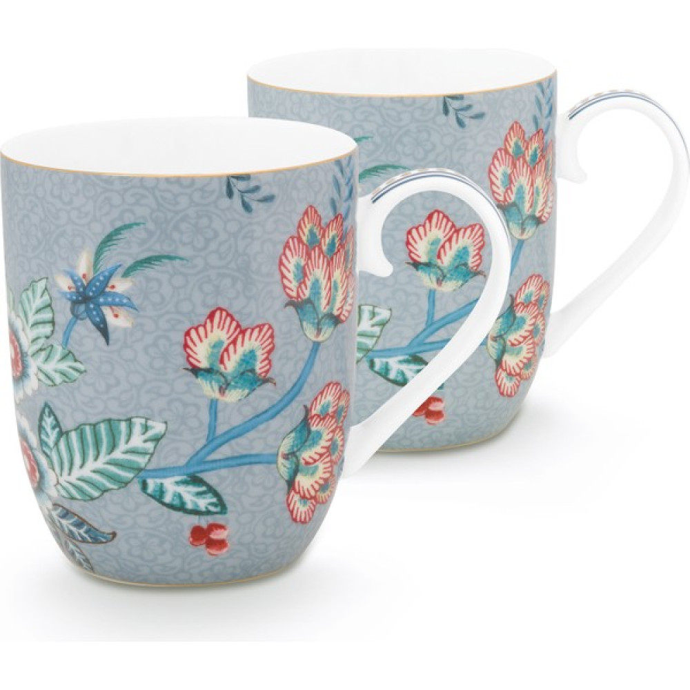 Pip Studio Flower Festival Mavi 2'li Küçük Kupa Seti 145 ml - 2 Adet Fincan / Bardak / Kahve Takımı Fiyatı