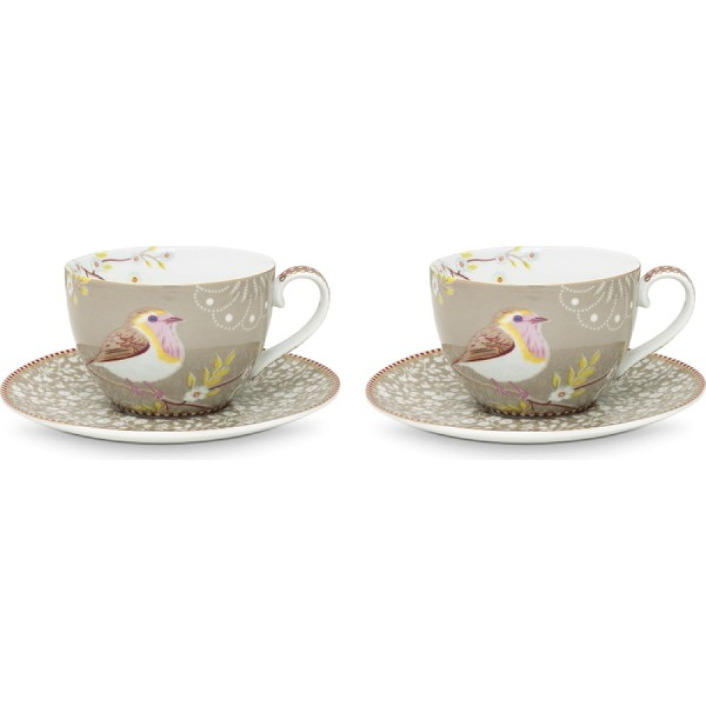 Pip Studio Haki Kuşlu Ikili Çay Fincanı 280 ml - Hediye Kutulu Fincan / Bardak / Kahve Takımı Fiyatı