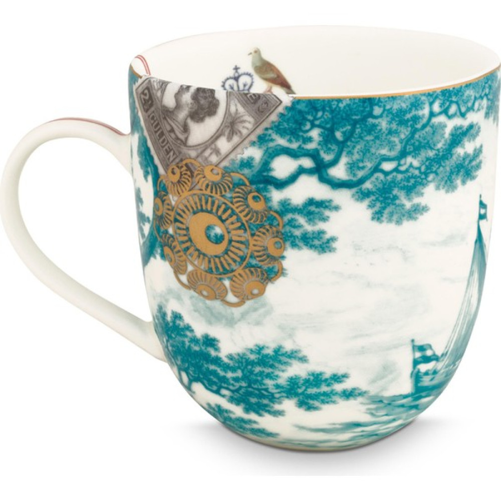 Pip Studio Heritage Turkuaz Gemi Desenli Büyük Kupa 300 ml Fincan / Bardak / Kahve Takımı Fiyatı