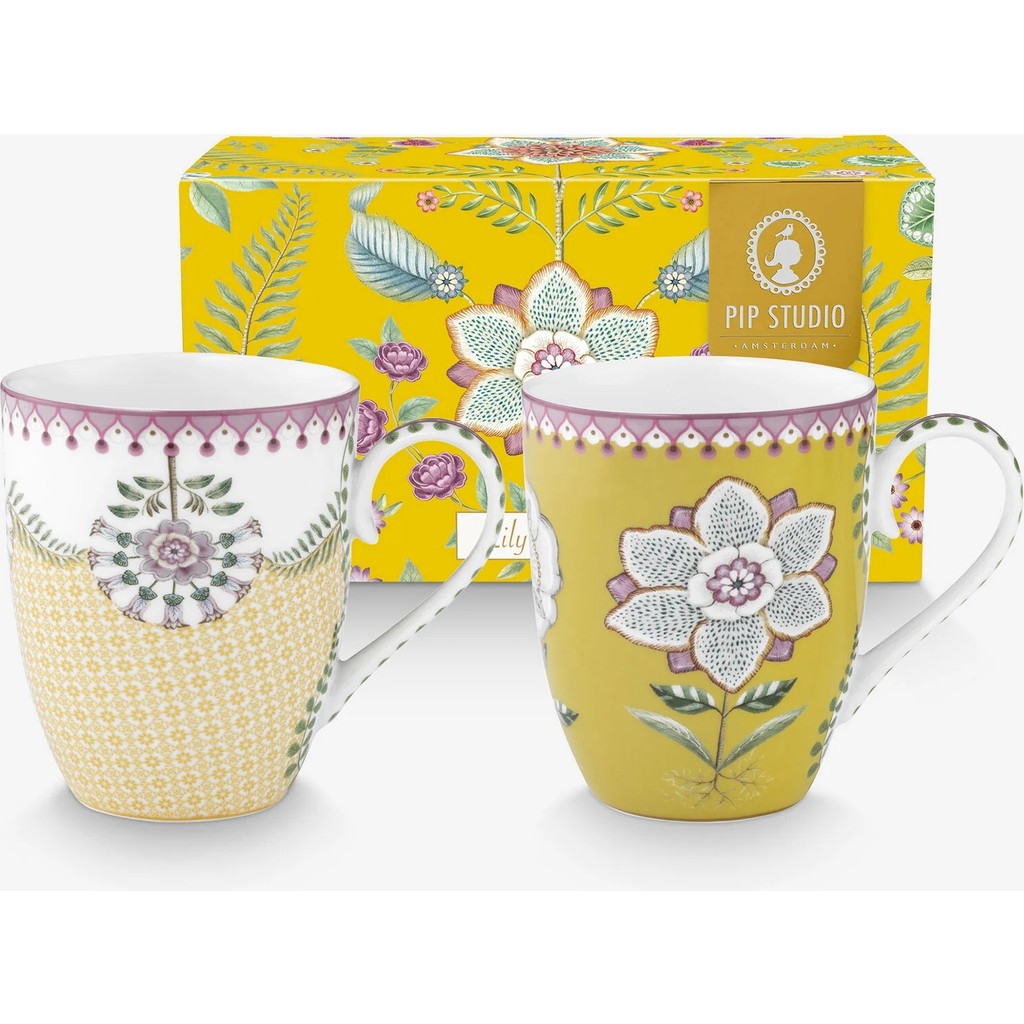 Pip Studio Lily & Lotus Sarı Porselen Kupa Seti 350 ml Fincan / Bardak / Kahve Takımı Fiyatı