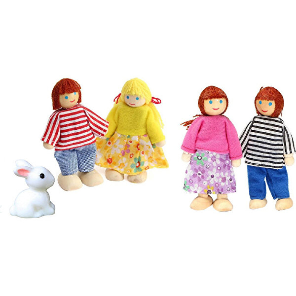 Piramigo 4 Adet Mini Ahşap Dollhouse Aile Bebek Oyuncak Seti Ve Sevimli Tavşan Bebek Oyuncakları Fiyatı