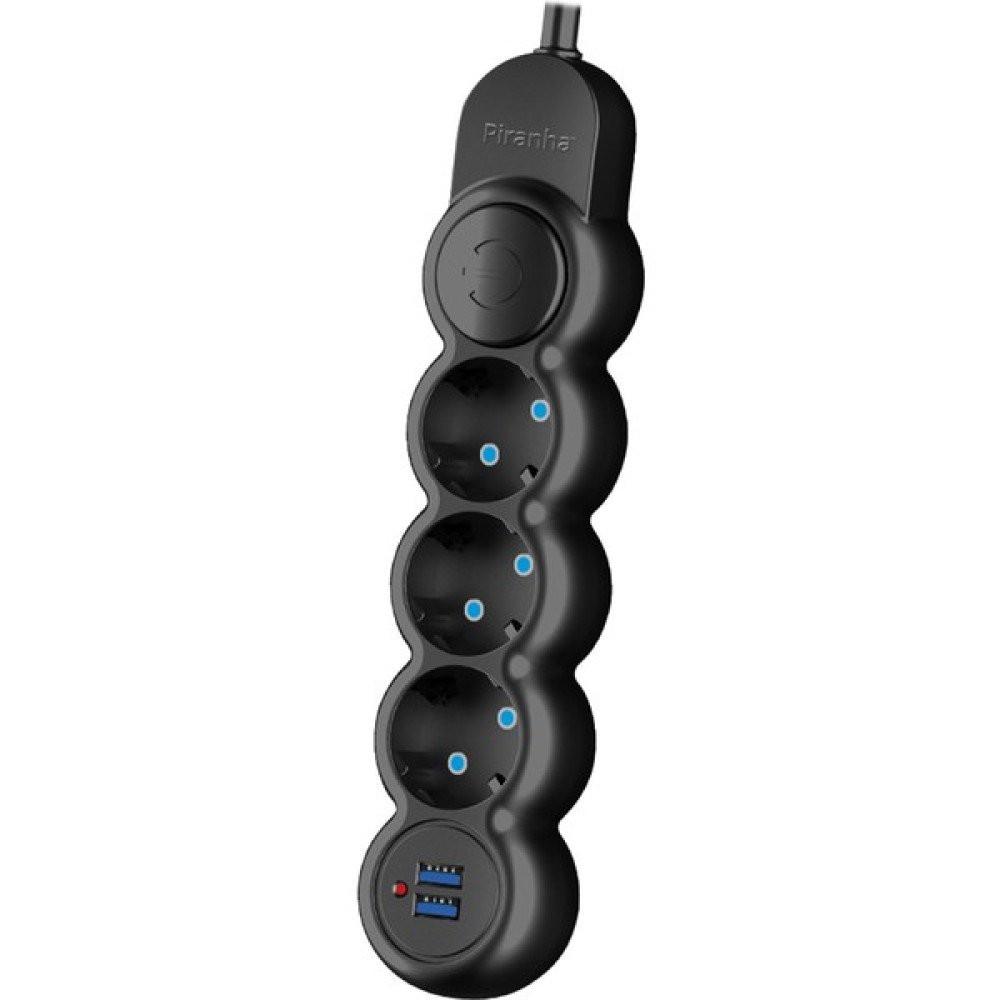 Piranha 3393B USB 2.1A Şarj Çıkışlı Akım Korumalı 1.5 M 10A 2500W 3'lü Uzatma Kablosu Prizler Fiyatı