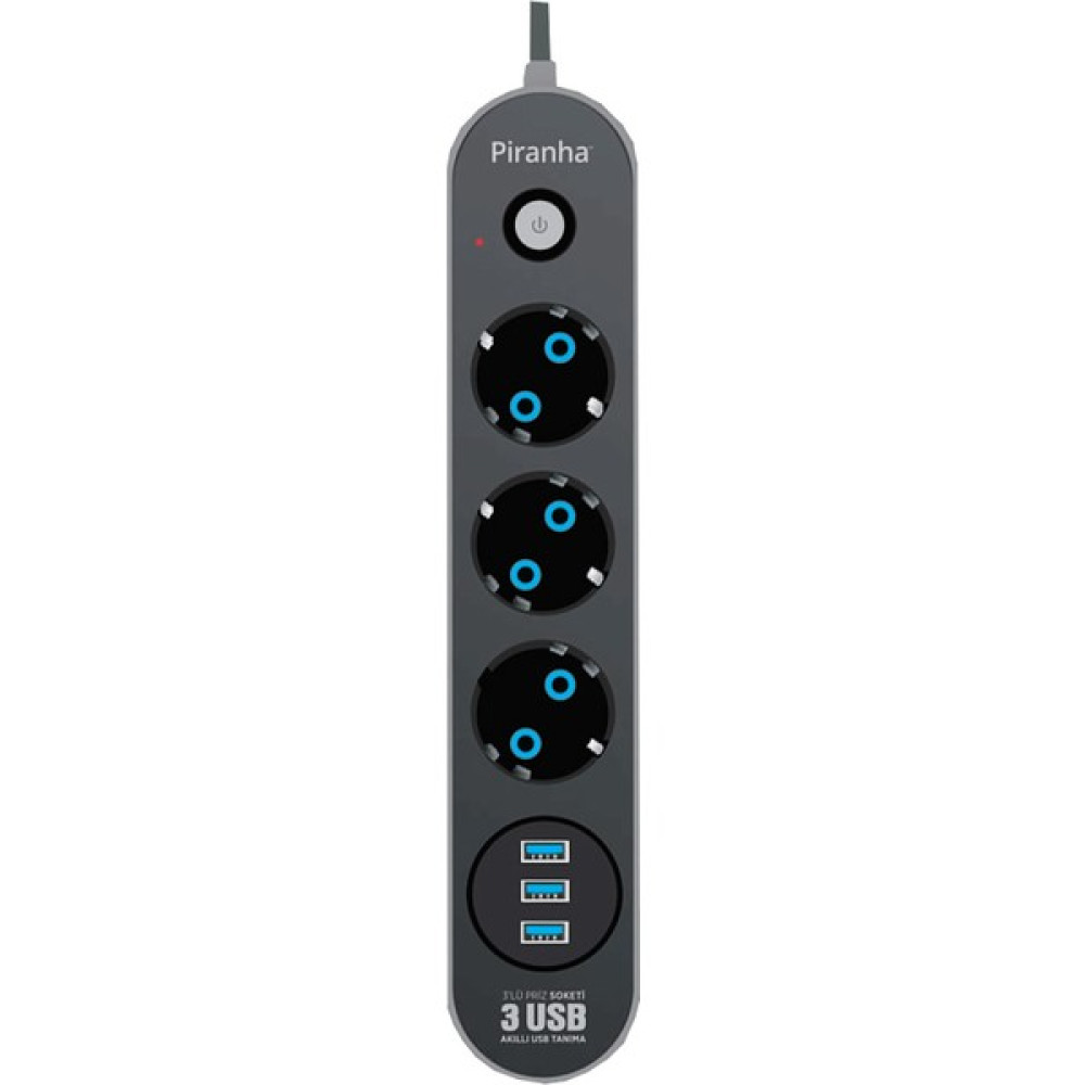 Piranha Akım Korumalı 3 Usb Girişli Uzatma Kablosu Prizler Fiyatı