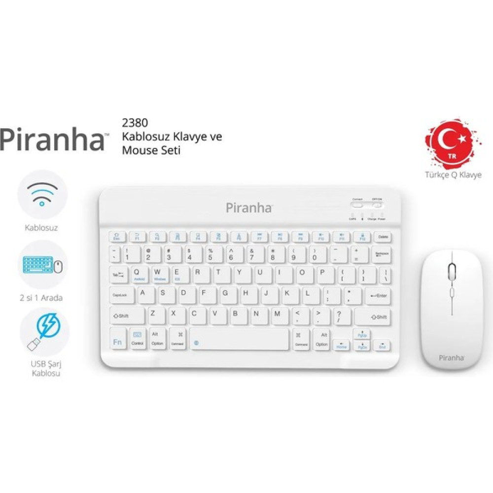 Piranha Bluetooth Kablosuz Klavye ve Mouse Seti Klavye - Mouse Fiyatı