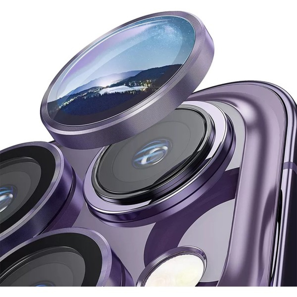 Pirok Store iPhone 14 Pro / 14 Pro Max Uyumlu Metal Halka Set Kamera Lens Koruyucu - Mor Cep Telefonu Ekran Koruyucusu Fiyatı