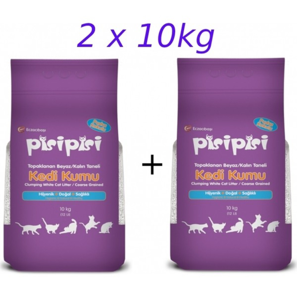 Pisipisi Eczacıbaşı Pudra Kokulu Kalın Taneli Kedi Kumu 2x10kg Evcil Hayvan Ürünleri Fiyatı