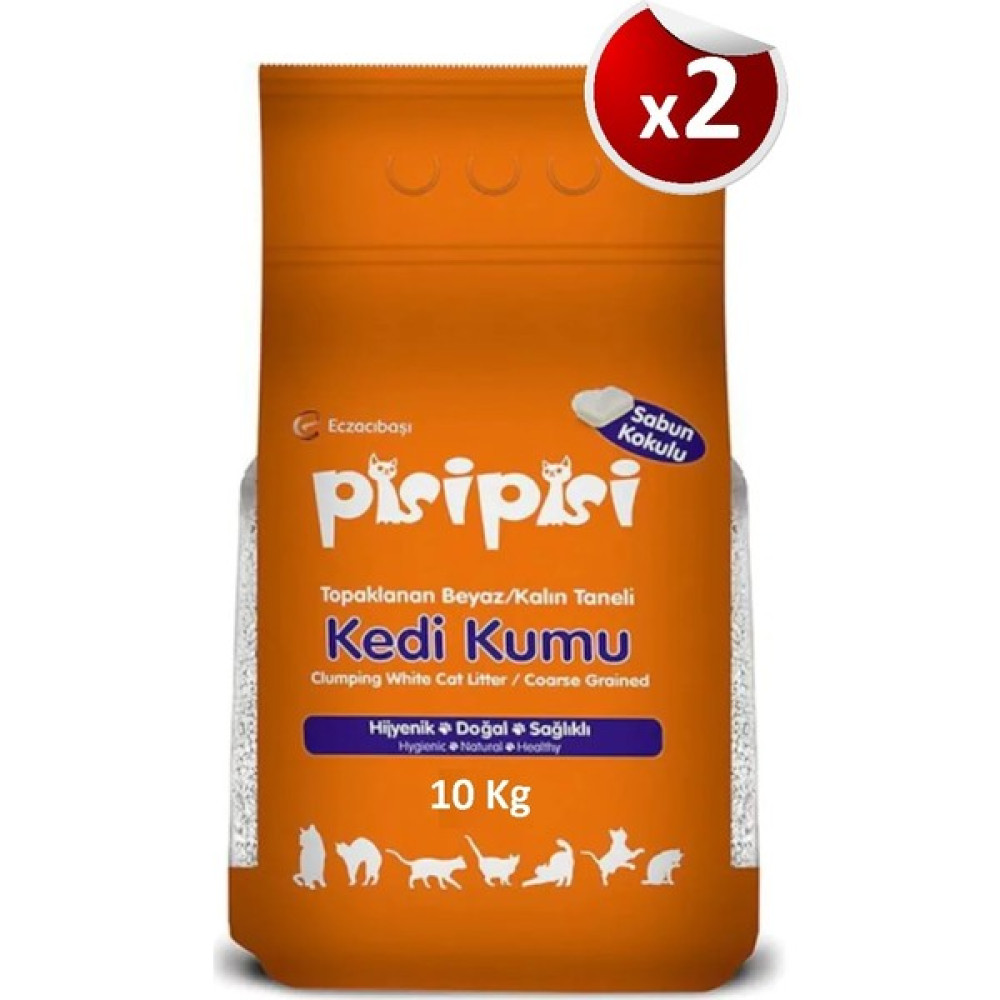 Pisipisi Sabun Kokulu Kalın Taneli Topaklanan Kedi Kumu 10 kg x 2 Adet Evcil Hayvan Ürünleri Fiyatı