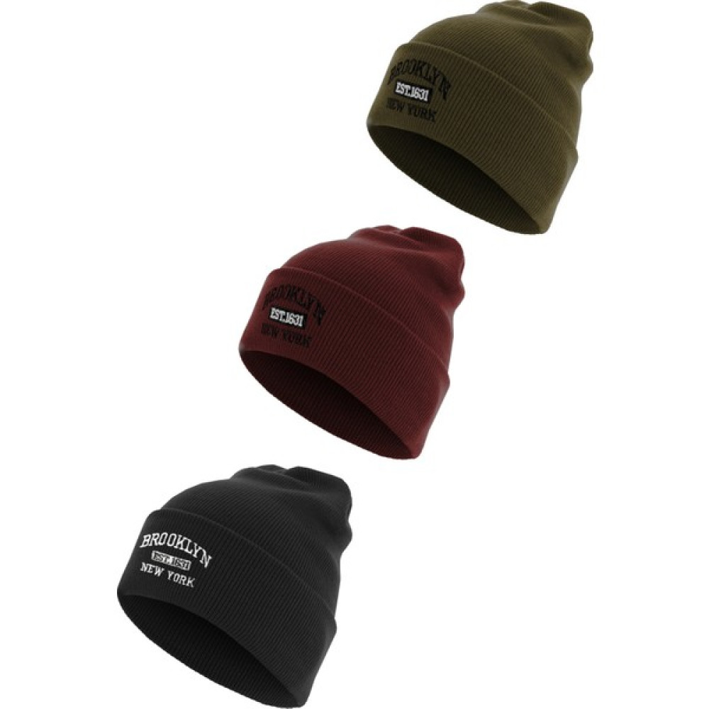 Pissos Brooklyn Nakışlı Bere 3'lü Paket Kışlık Katlamalı Trend Şapka Erkek Şapkası Fiyatı