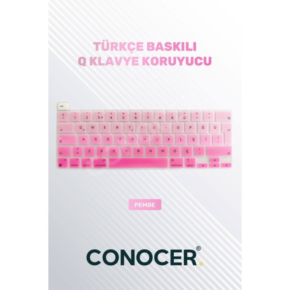 Pistech Macbook Pro M2 13INC Uyumlu Klavye Koruyucu A2289 2251 A2338 A2141 Türkçe Baskı - Pembe Tablet Kılıfı Fiyatı