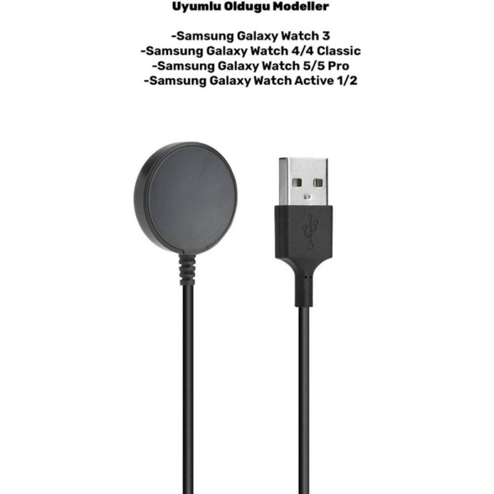 Pistech Samsung Galaxy Watch 3/4/5/5 Pro ve Active 1/2 Şarj Cihazı Aleti - Siyah Cep Telefonu Şarj Cihazı Fiyatı