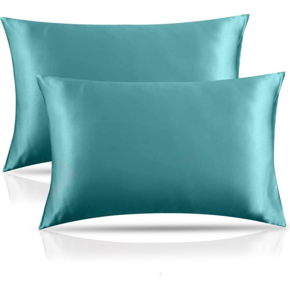 Pistore Koyu Turkuaz (Petrol Rengi ) Ipek Saten Yastık Kılıfı 50 x 70 2'li - 50 x 70 cm - Açık Yeşil Yastık Kılıfı Fiyatı
